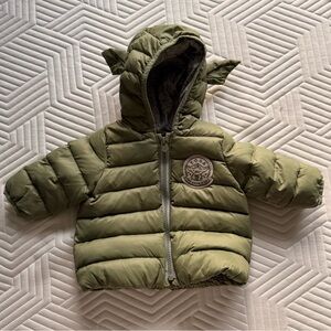 GAP Olive Green Puffer Jacket with Yoda Patch